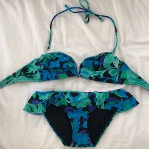 blue and green pattern bikini from pacsun
